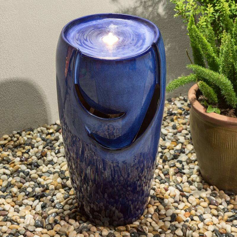 Glitzhome 30"H Oversized LED Ceramic Fountain