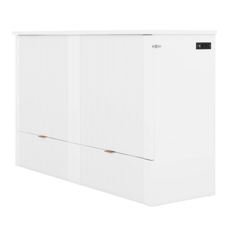 Murphy Bed with Pulley Structure Design,Drawer and USB Ports for Bedroom