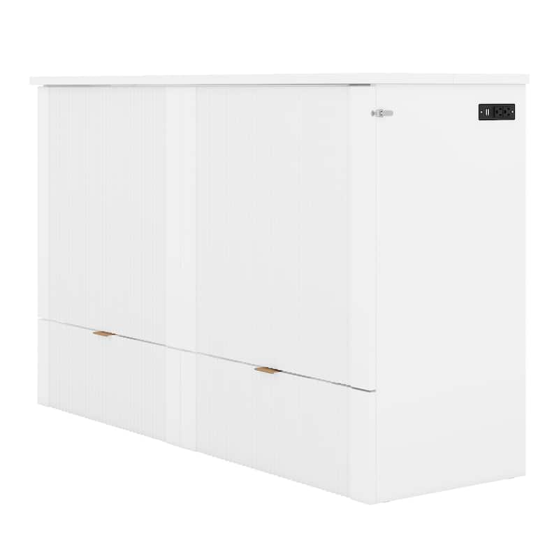 Queen Size Murphy Bed Wall Bed with drawer and a set of Sockets