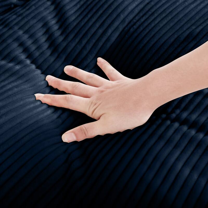 Modern Living Room Chair, Upholstered Fabric Accent Armchair, Corduroy Single Sofa Chair with Ottoman for Office/Bedroom