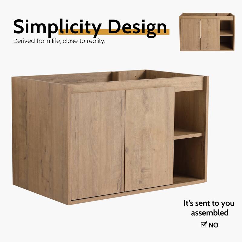 24/30 Inch Bathroom Vanity Cabinet with Soft Close Door and Shelf (Without Sink)