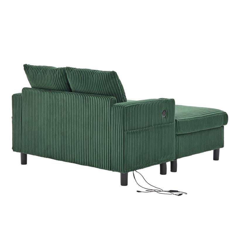 GDFStudio - Corduroy Recliner Sofa with USB Charging, RGB LED Light Strip - Suitable for Living Room and Bedroom