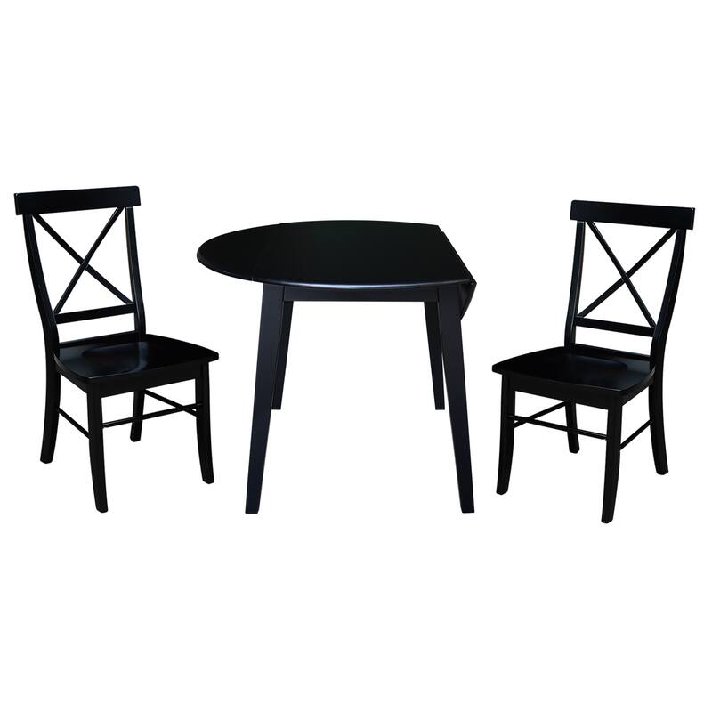 42" Solid Wood Round Dual Drop Leaf Table with Dining Chairs