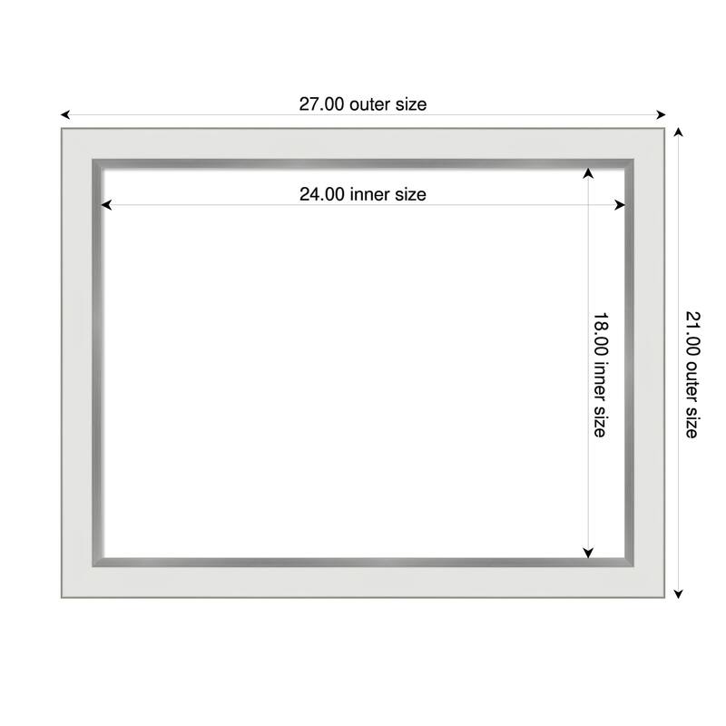 Amanti Art Eva Black Silver Narrow Framed Dry Erase Magnetic Board - 27 x 21 in - Eva White Silver Narrow