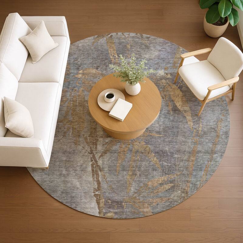 Machine Washable Indoor/ Outdoor Modern Floral Chantille Rug