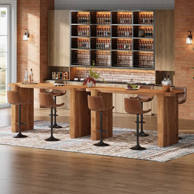 63" Solid Wood Bar Table, Rectangular Pub Table, High Top Bar Height Furniture - N/A