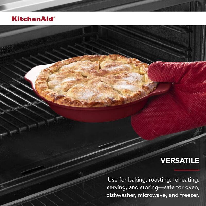 KitchenAid Vitrified Stoneware Pie Plate, 9 Inch, Red