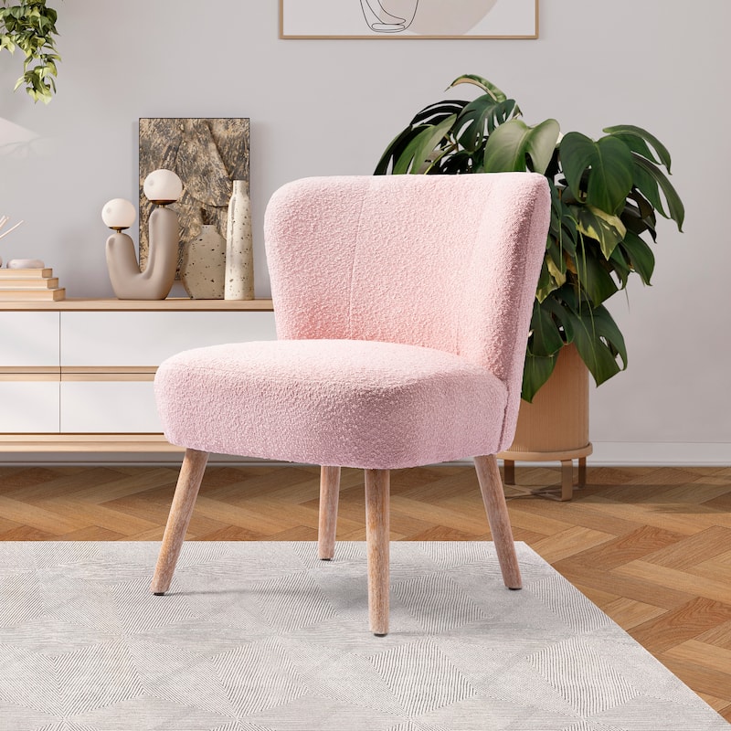 Boucle Polyester Upholstered Armless Accent Chair - Stain Resistant