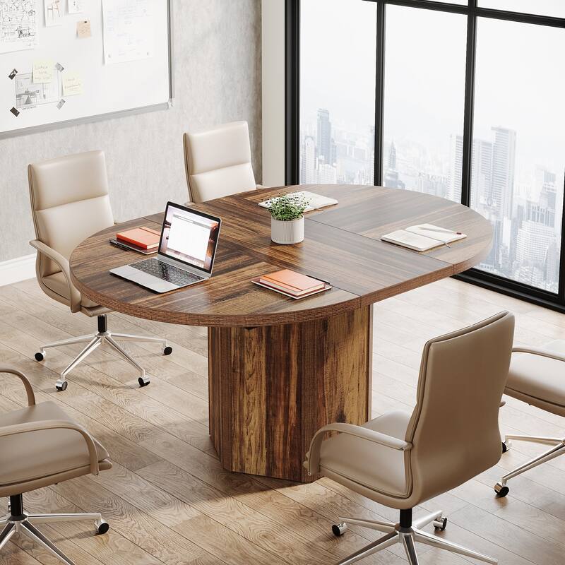 Oval Conference Table, 55.12 L x 39.37 W x 29.53 H Inches Small Meeting Table Seminar Table for 6 People