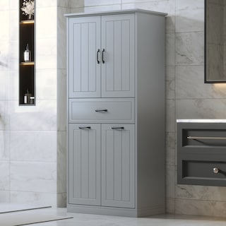 Christopher Knight Home - Everett Traditional Bathroom Storage Cabinet with Dual Laundry Baskets