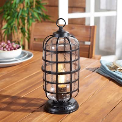 SAFAVIEH Outdoor Lighting Collection Rigel 6" Modern & Contemporary Outdoor Table Lamp - 6" W x 6" D x 13" H