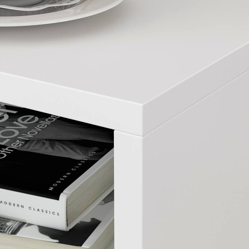 Premium 1-Drawer Black/White Nightstand with Shelf by Kerrogee