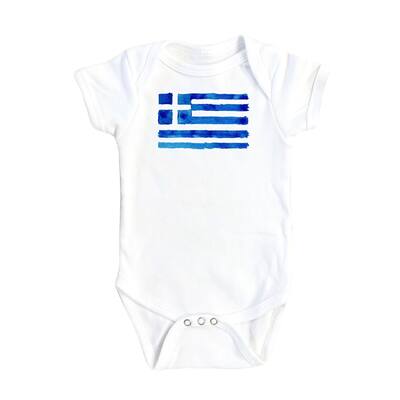 Greek Flag - Baby Boy Girl Clothes Infant Bodysuit Funny Cute Newborn