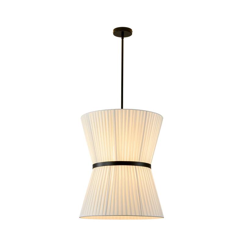 Chic Modern 2-Light Hourglass Pleated Fabric Pendant - 19.7 in