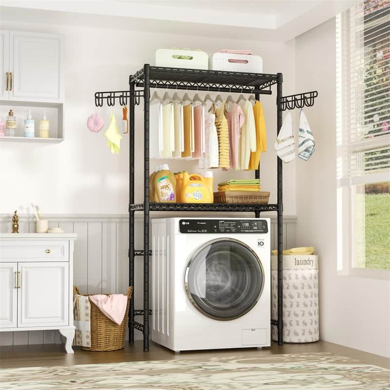 Laundry Room Storage Rack - 13.4"D x 35"W x 77.3"H