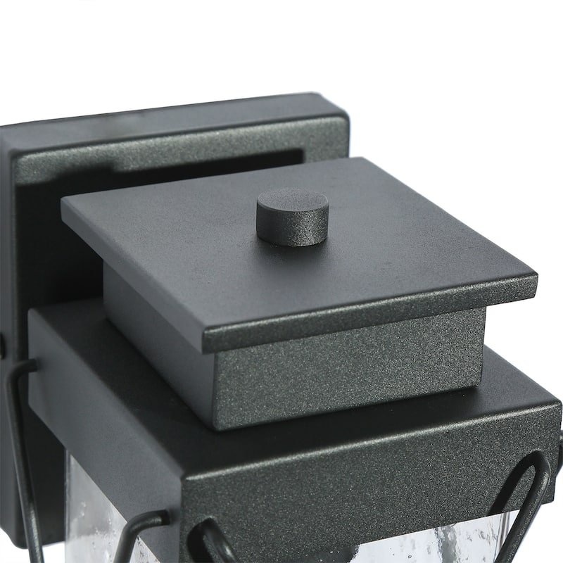 1-light Modern Black Lantern Outdoor Wall Light Farmhouse LED dimmable Exterior Sconce