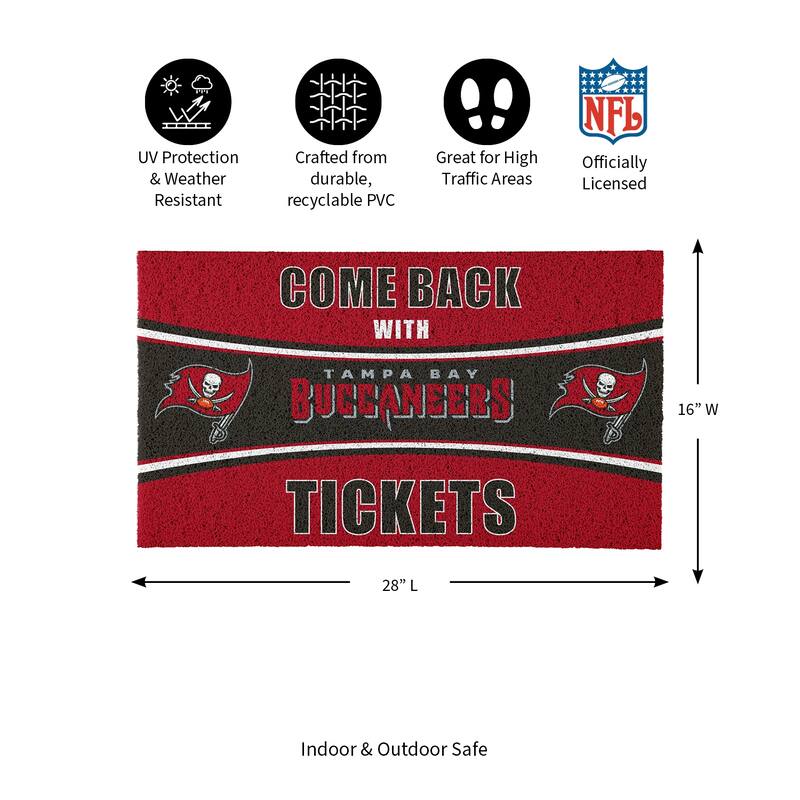Tampa Bay Buccaneers 28 in. x 16 in. PVC "Come Back With Tickets" Trapper Door Mat