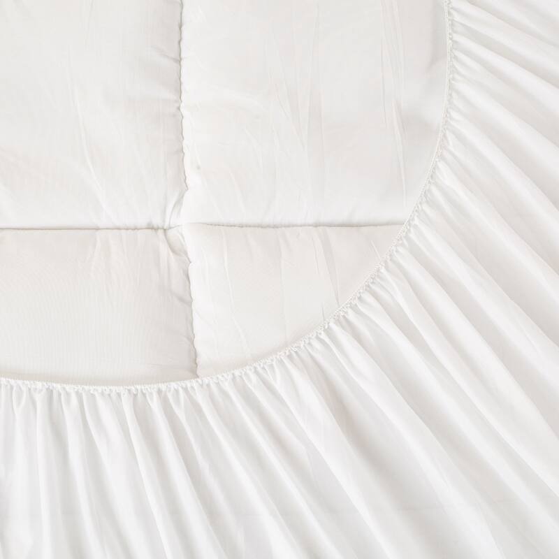 Quilted Mattress Pad – Fitted Elastic Protector, Cover Stretches up to 18 Inches Deep Pocket - Machine Washable Topper - White