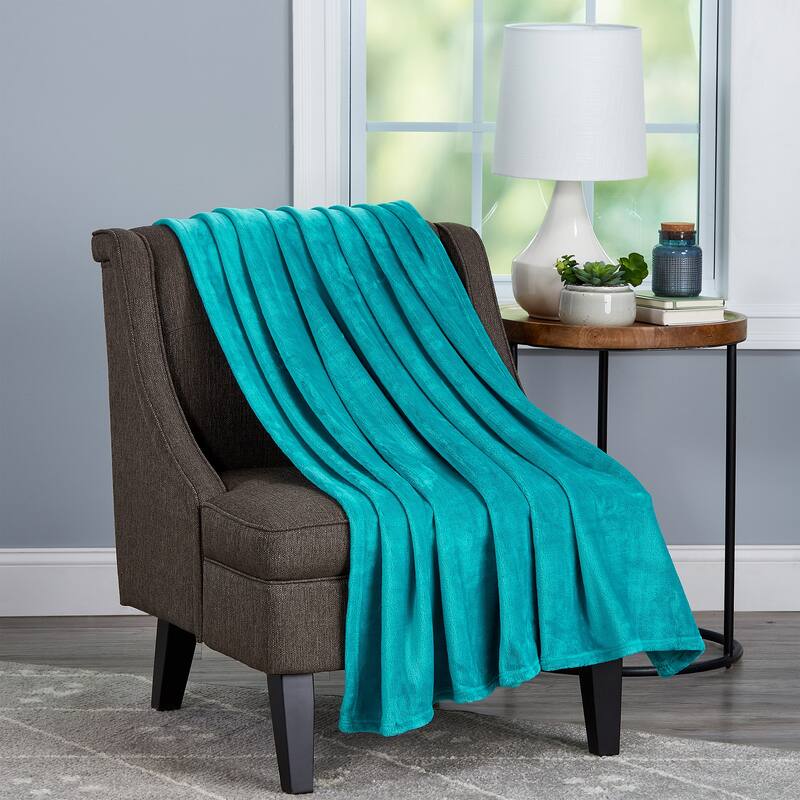 Velvet Throw - Oversized Solid Microfiber Polyester Blanket for Year-Round Warmth by Windsor Home