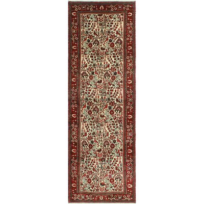 Noori Rug Fine Vintage Distressed Mariann Ivory/Red Runner - 3'2" x 10'1"