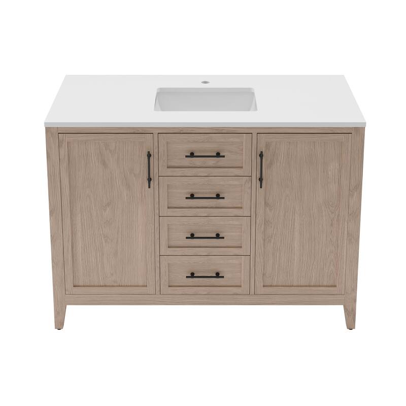 Fresca FCB4248-U Silas 48" Free Standing Single Basin Vanity Set with - Vanilla Oak - Oak Finish
