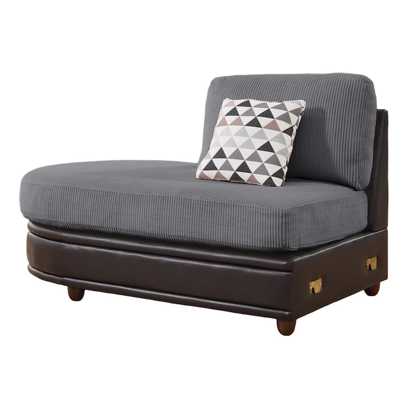 Oversized Corduroy With Faux Leather Modular Sectional