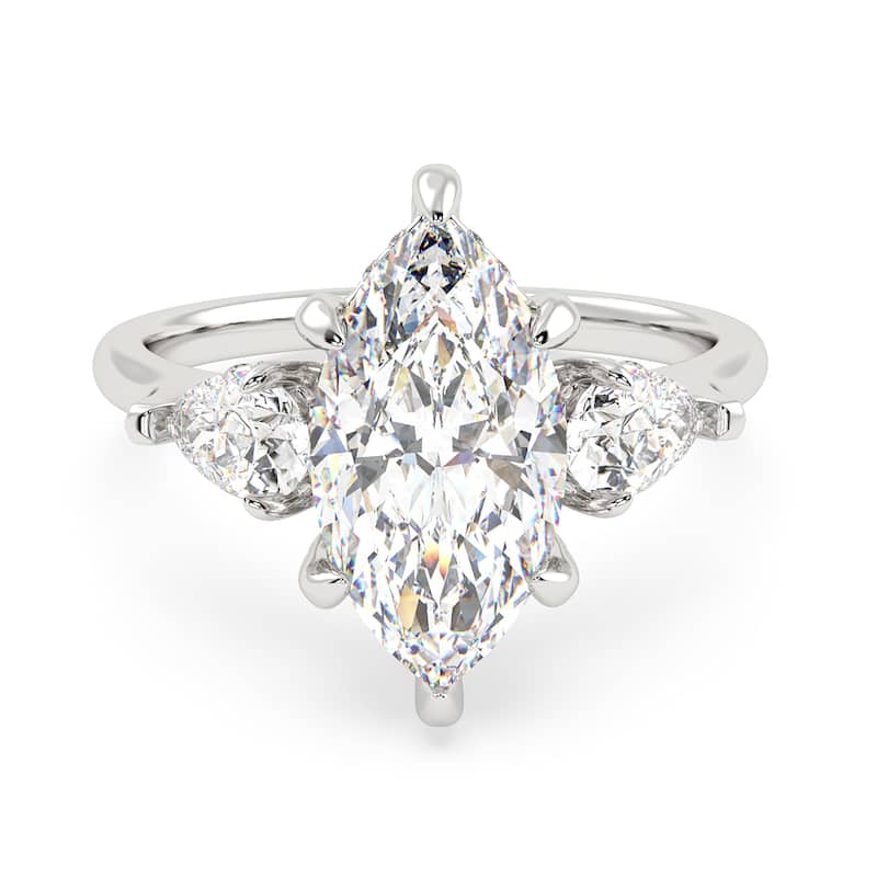 Auriya 14k Gold 6 1/5ctw Marquise 3-Stone Hidden Halo Diamond Engagement Ring (F-G VS) - White - 7