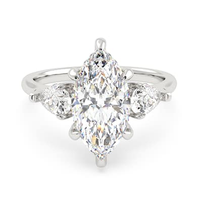 Auriya 14k Gold 6 1/5ctw Marquise 3-Stone Hidden Halo Diamond Engagement Ring (F-G VS)