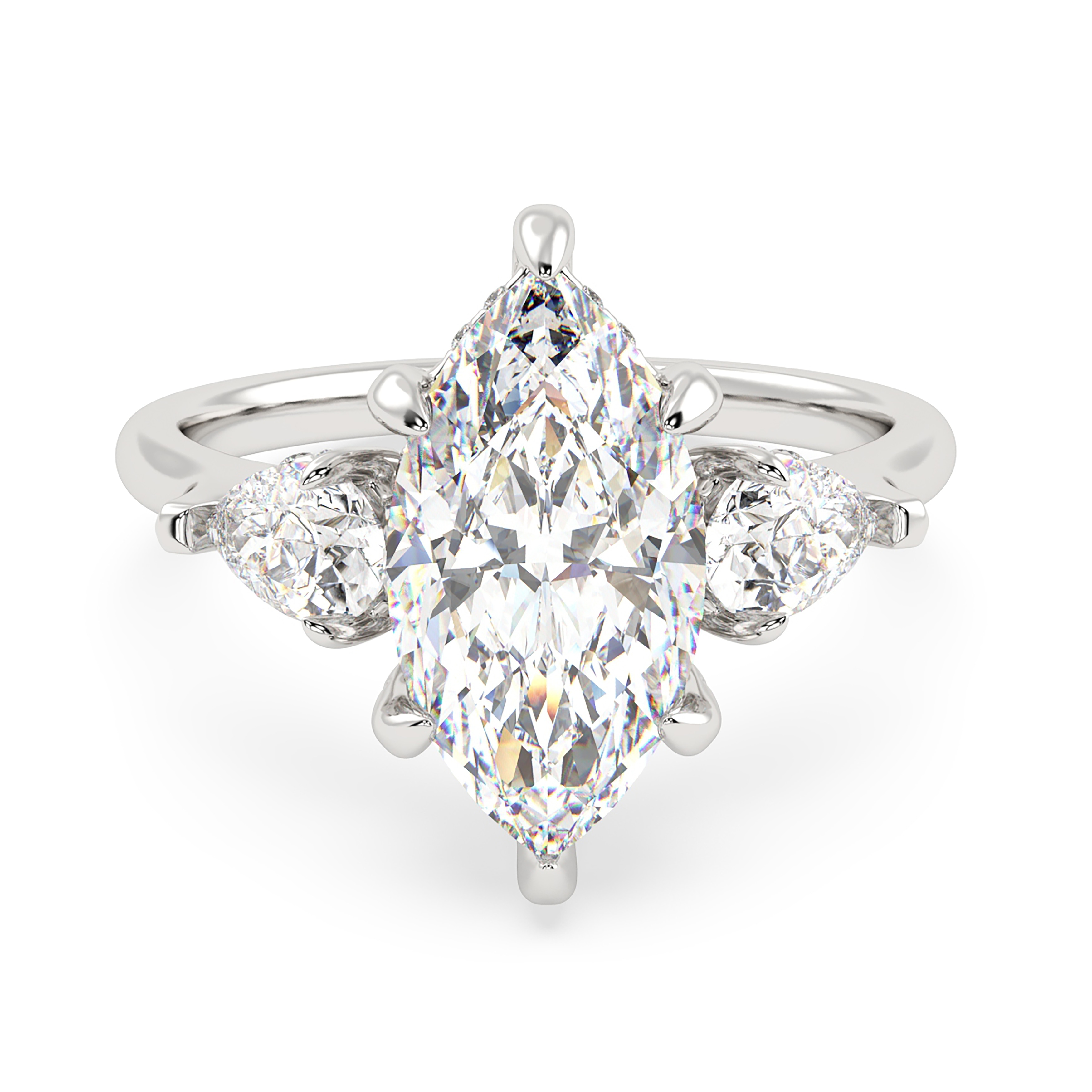 Auriya 14k Gold 6 1/5ctw Marquise 3-Stone Hidden Halo Diamond Engagement Ring (F-G VS)