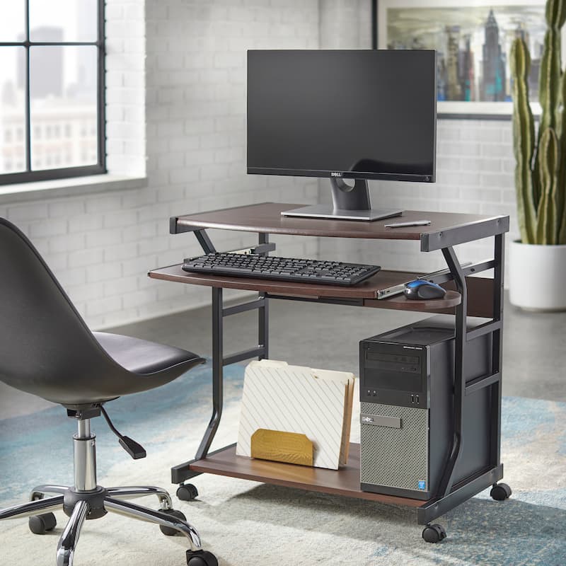 Porch & Den Florica Rolling Computer Desk Cart