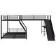 preview thumbnail 5 of 6, L-Shaped Twin over Full Bunk Bed with Twin Size Loft Bed, Built-in Desk and Slide, Bunk Metal Bed Frame, No Box Spring Needed