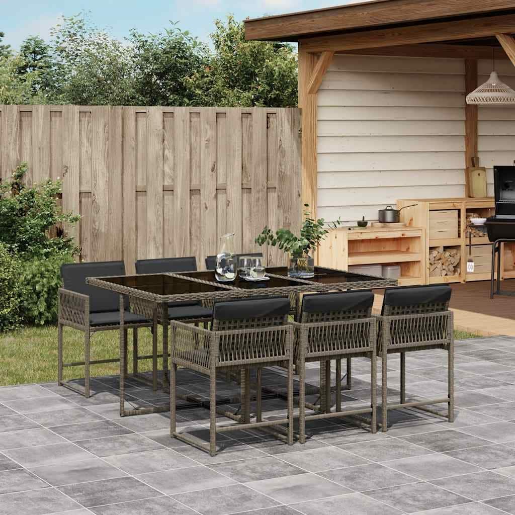 vidaXL Garden Dining Set Gray PE Rattan 6-Seater Foldable - 41.7 x 65.0 x 28.7 in
