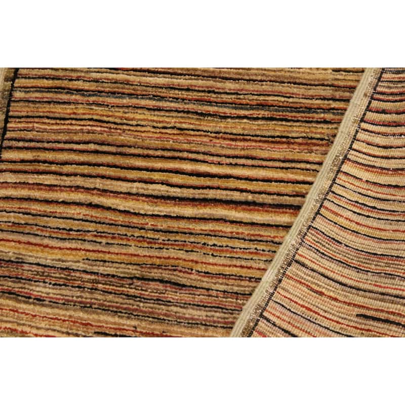 Modern Minimalist Gabbeh Hand Knotted Wool Area Rug