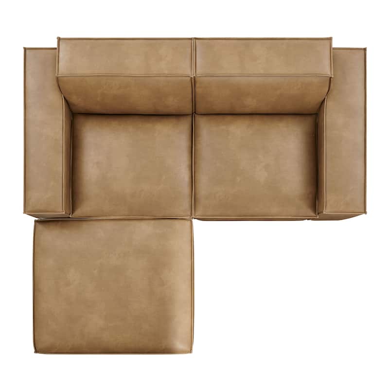 Restore 3-Piece Vegan Leather Modular Loveseat with Ottoman