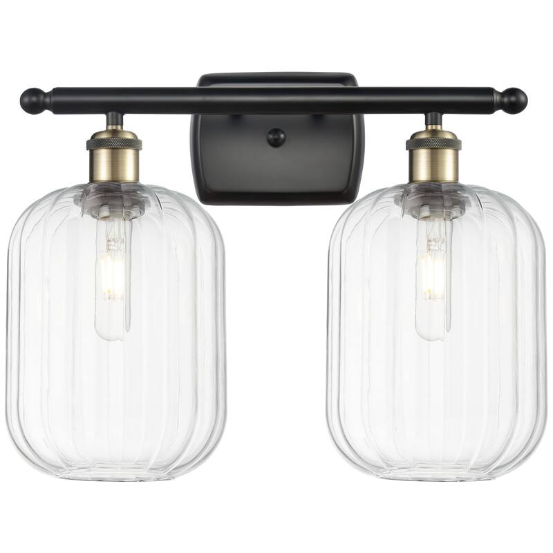Innovations Lighting Endless Possibilities Ballston - Preston - 2 Light 17" Jar Shade Bath Vanity Light - Clear/Black Antique Brass