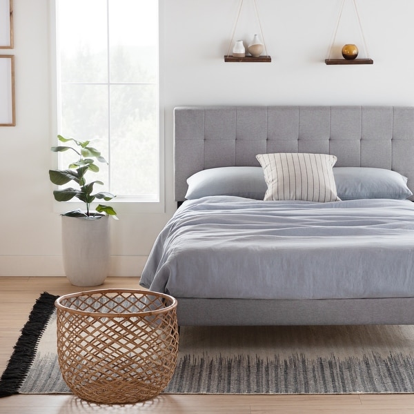 Copper Grove Ayrum Upholstered Bed Frame with Square Tufted Headboard. Opens flyout.