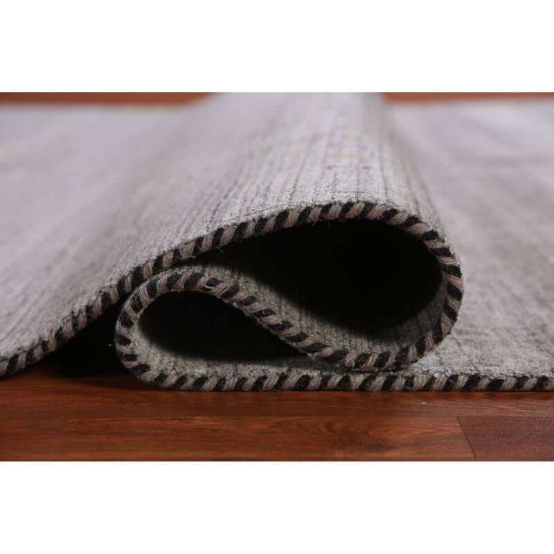 Hand Knotted Oriental 100% Wool Carpet Tribal Animal Pictorial Greys & Charcoal Gabbeh Area Rug - 9' 6'' X 7' 10''