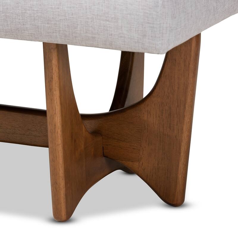 Theo Mid-Century Modern Fabric Upholstered Walnut Finished Bench - 17.9" High x 48.8" Wide x 18.3" Deep