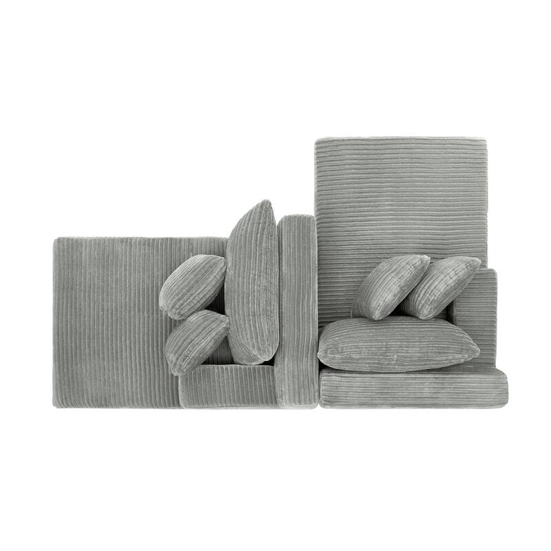 Two-seater lazy sofa lounge chair,Compressed sofa no assembly required, made of velvet fabric, fluffy modern lounge chair