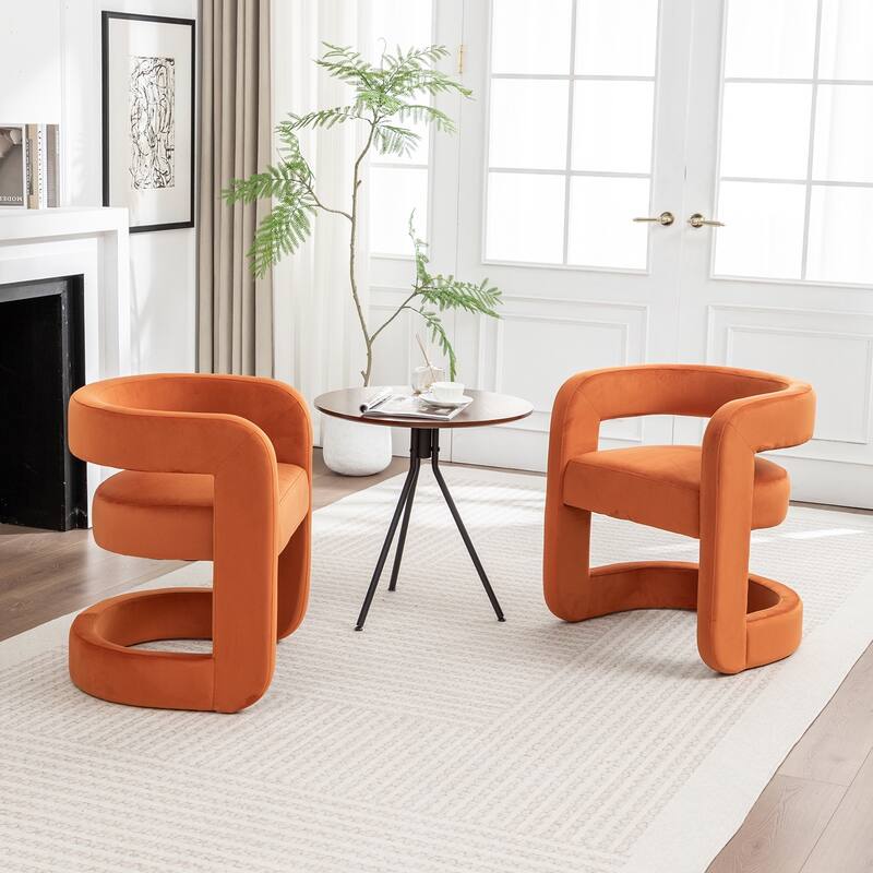 SEYNAR Modern Velvet E-Shaped Open Back Dining chair Set of 2
