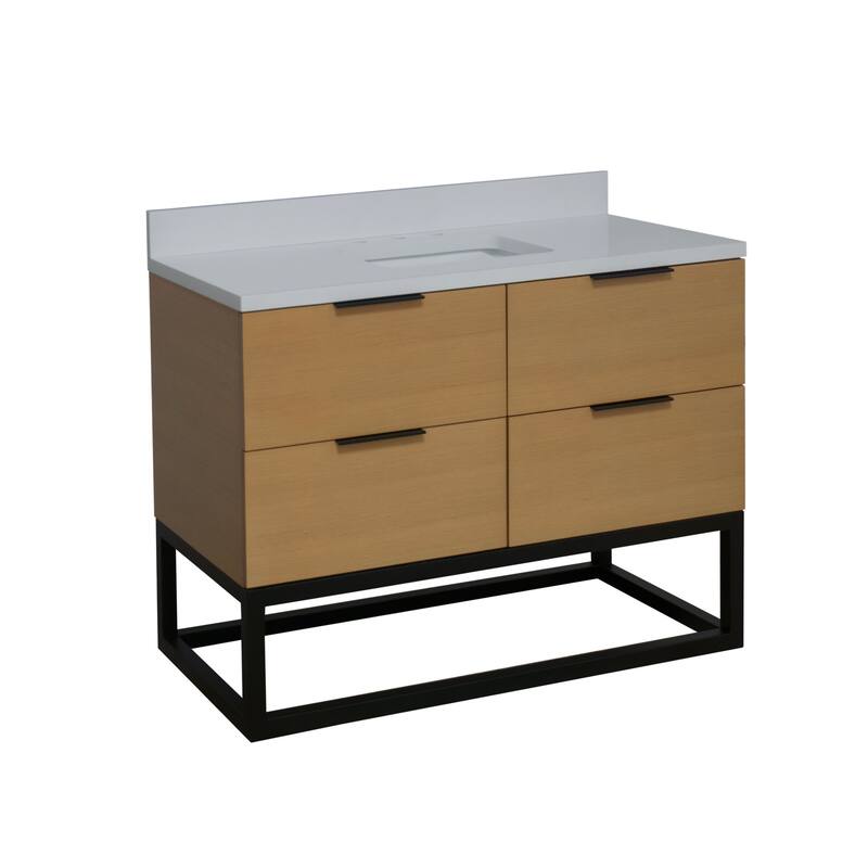 KitchenBathCollection Mia 48" Bathroom Vanity with Matte White Top
