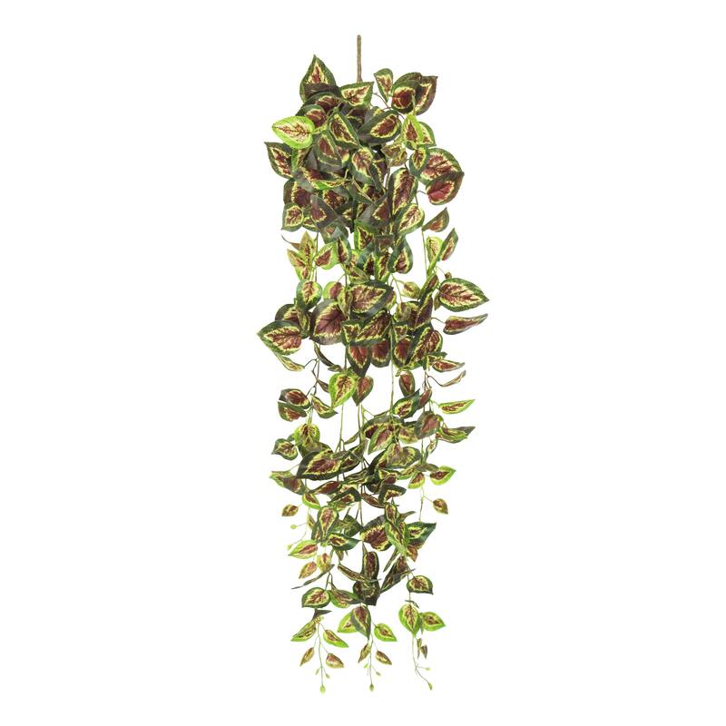 Green Red Artificial Coleus Ivy Leaf Vine Hanging Plant Greenery Foliage Bush 51in - 51" L x 12" W x 6" DP