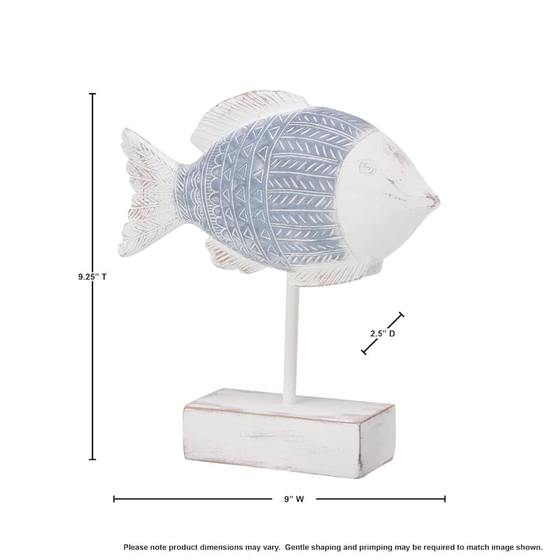 Resin And Metal 'Carved' Fish On Pedestal 9.25" - 9.25