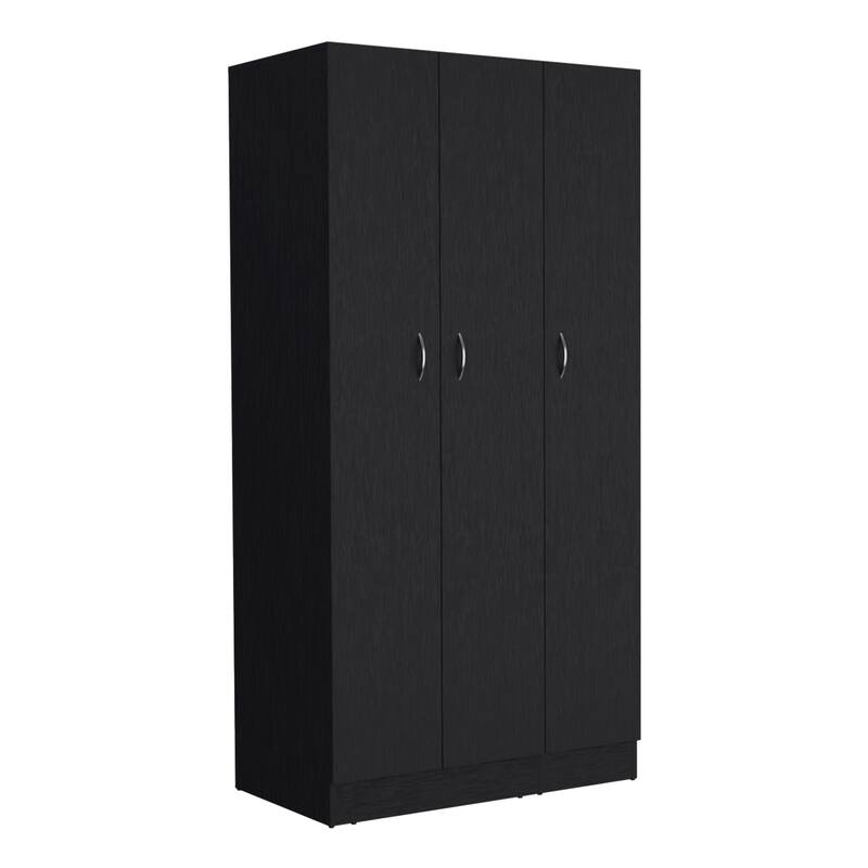 35.4" Modern Three-door Armoire with 2 Drawers and 4-Tier Shelves for Bedroom