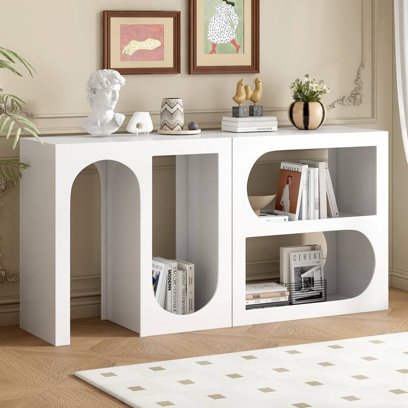 Modular Entryway Console Table with Rectangular Exterior