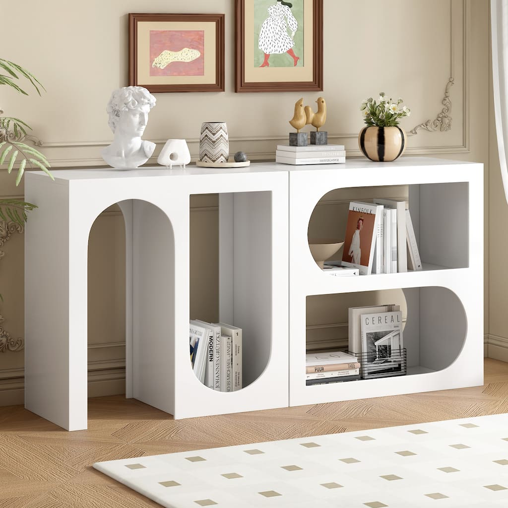 Modular Entryway Console Table with Rectangular Exterior