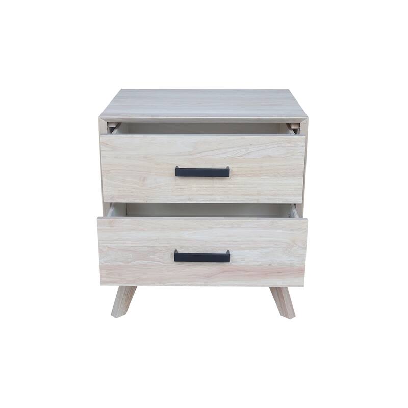 International Concepts Solid Wood 2-Drawer Nightstand, Wide-Body Ready to Finish Bedside Table with 18.5" Wide Drawers