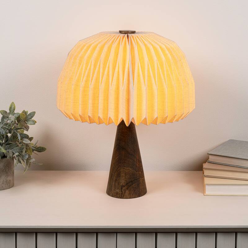 Sylvie 16" Modern Minimalist Paper Pleated Shade Mushroom Accent LED Table Lamp - Natural