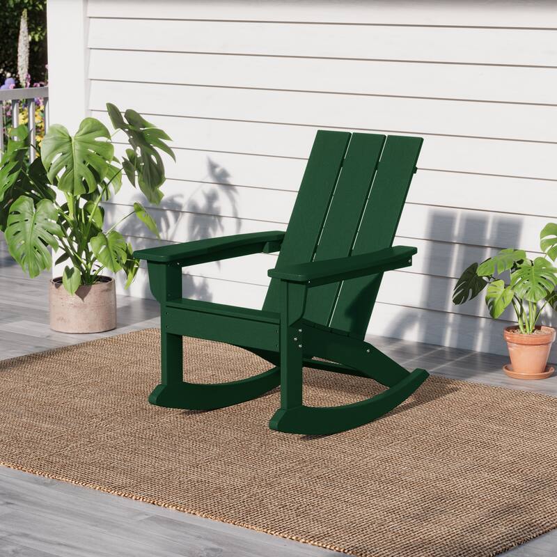 Shoreside Modern Eco-Friendly All Weather Poly Adirondack Rocking Chair