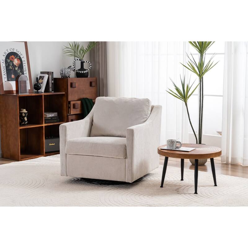 Modern upholstered Large swivel chair linen fabric comfortable to sit
